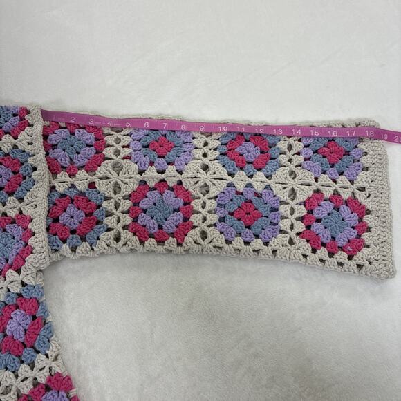POL Granny Square Crochet Cardigan Sweater Tan, Prpl, Blue, Pink Boho Sz Small - Picture 3 of 11